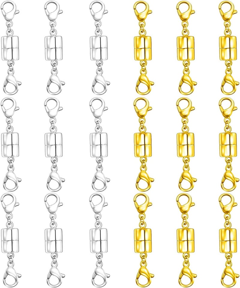 Qulltk Double Magnetic Necklace Clasps and Closures 18K Gold and Silver Bracelet Extender Jewelry Clasps Converters - Image 1